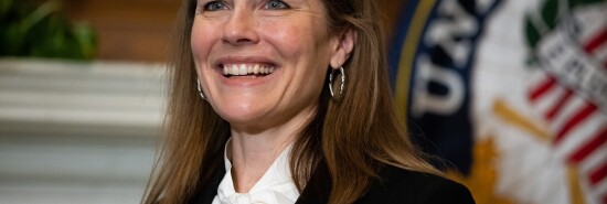 US Supreme Court nominee Amy Coney Barrett looks on as she meets with Senator Roger Wicker, R-MS, at the US Capitol in Washington, DC, on October 1st, 2020.