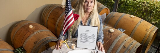 Missing Man Table set up at the Lost Winds Brewing Company by Gold Star mother