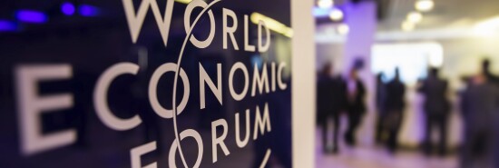 World Economic Forum logo in Davos, Switzerland