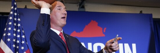 Virginia Governor Youngkin throwing a basketball 