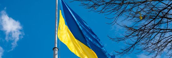 Ukrainian National Flag Flying In Wind (Generic)