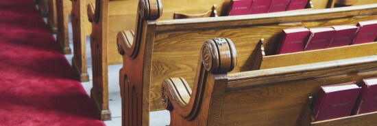 Old church pews and aisle