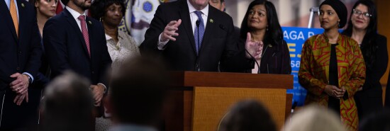 Rep. Jim McGovern (D-MA) speaks during a news conference alongside other members of the Congressional Progressive Caucus (CPC) to discuss the debt ceiling negotiations, on Capitol Hill, on May 24, 2023. During his remarks, McGovern criticized the House Republican debt ceiling bill and said "House Democrats are not going to vote for a bill that screws poor people while protecting rich people."