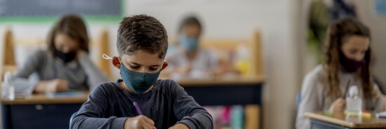 Students wearing masks in class