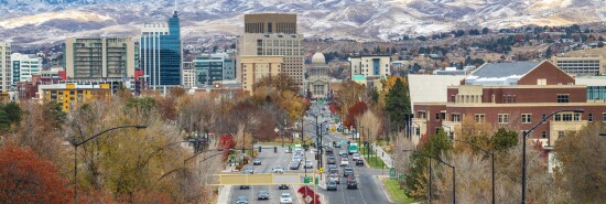 Boise , Idaho downtown with first snow