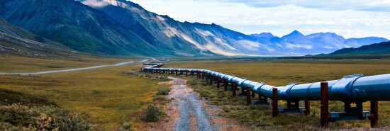 Alaskan oil pipeline in the north slope region of alaska