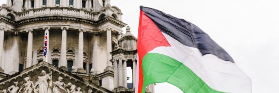 Palestinian flag flies in front of Belfast City Hall