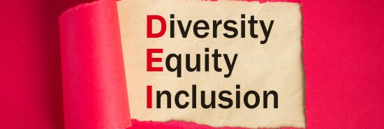 DEI symbol, Diversity, equality, inclusion, DEI text appearing behind torn paper in viva magenta, Business concept based on the values of equality, diversity and tolerance